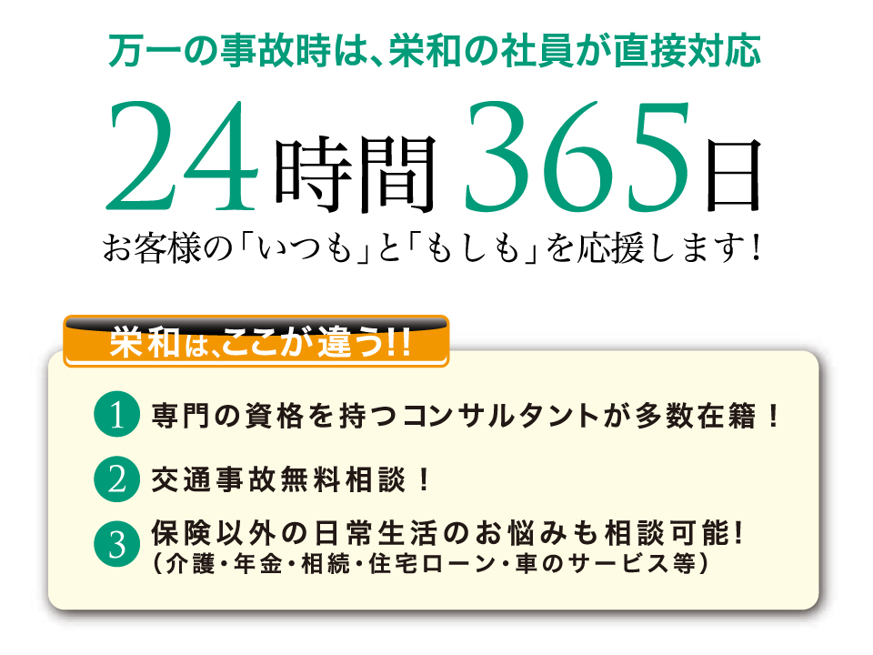 356日24時間お客様の安心をサポート